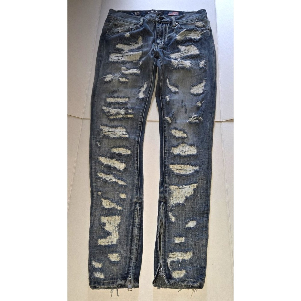 Mens Damati Upsale Exclusive Distressed Side Zipper Legs Jeans Size 32 x 32